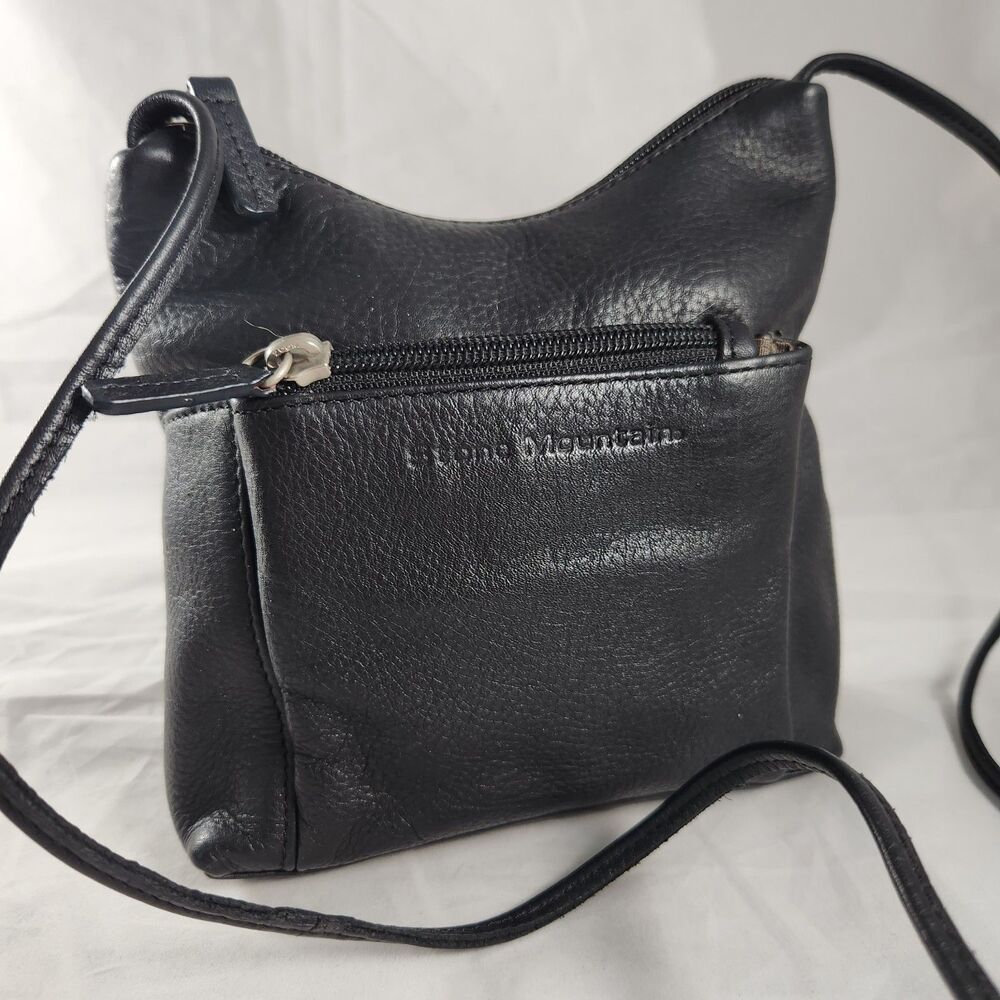 Stone Mountain Black Leather Mini Shoulderbag Purse Crossbody